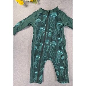 SwimZip Kids Long Sleeve Rash Guard Swimsuit Jellyfish Print Green 6-12M